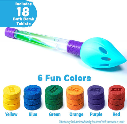 Tub Works® Bath Color Brush™ Kids Bath Bomb Set | Nontoxic & Fragrance-Free | Use Brush to Paint