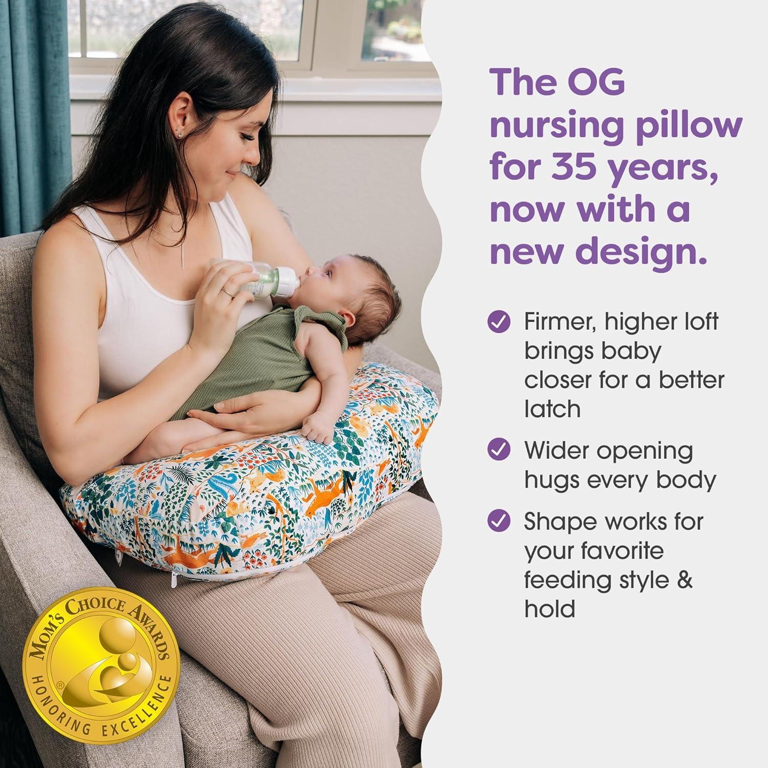Boppy Nursing Pillow - Ergonomic Bottle & Breastfeeding Pillow with High, Firm, Large Area