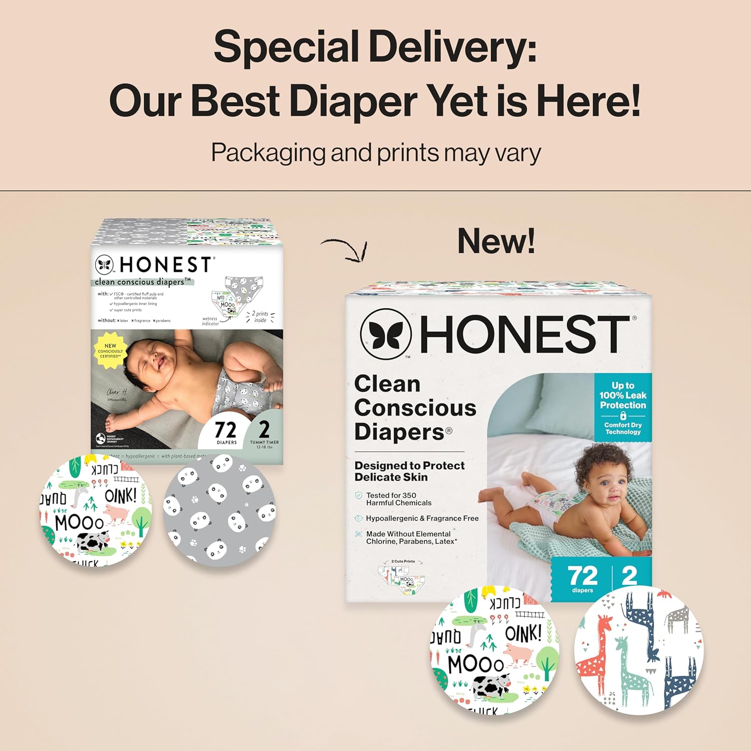 The Honest Company Clean Conscious Diapers for Delicate Skin | Up to 100% Leakproof |
