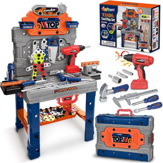 Kids Tool Bench with Electric Drill, Toddler Tool Set for Boys Ages 3-5 6-8