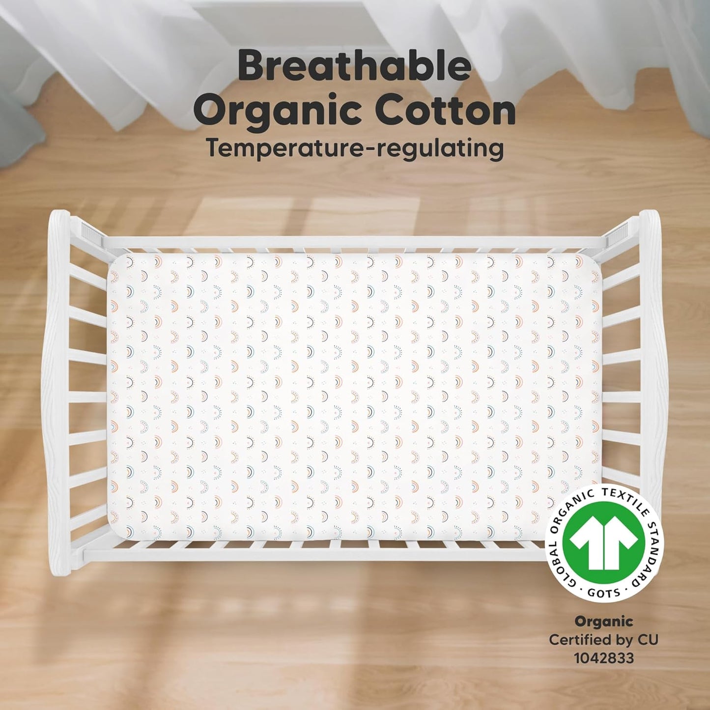 KeaBabies 2-Pack Organic Crib Sheets for Boys, Girls - 52x28 Fitted Crib Mattress Sheet Neutral