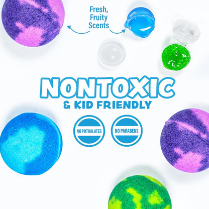Super Goo Bath Slime 'Surprise' Bombs, 6 Pack | Kids Bath Bombs With Surprise Inside | Nontoxic |