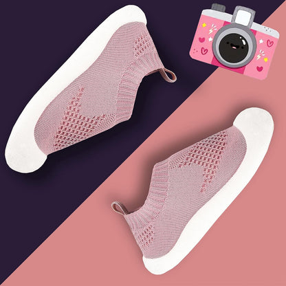 Baby First-Walking Shoes 1-4 Years Kid Shoes Trainers Toddler Infant Boys Girls Soft Sole Non Slip Cotton Canvas Mesh Breathable Lightweight TPR Material Slip-on Sneakers Outdoor