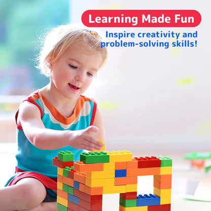 PREXTEX 150-Piece Building Blocks Set for Kids - 5-Color Building Bricks for Toddler Development, Creativity, and Motor Skills - Toys for Boys and Girls - Compatible with Major Brands