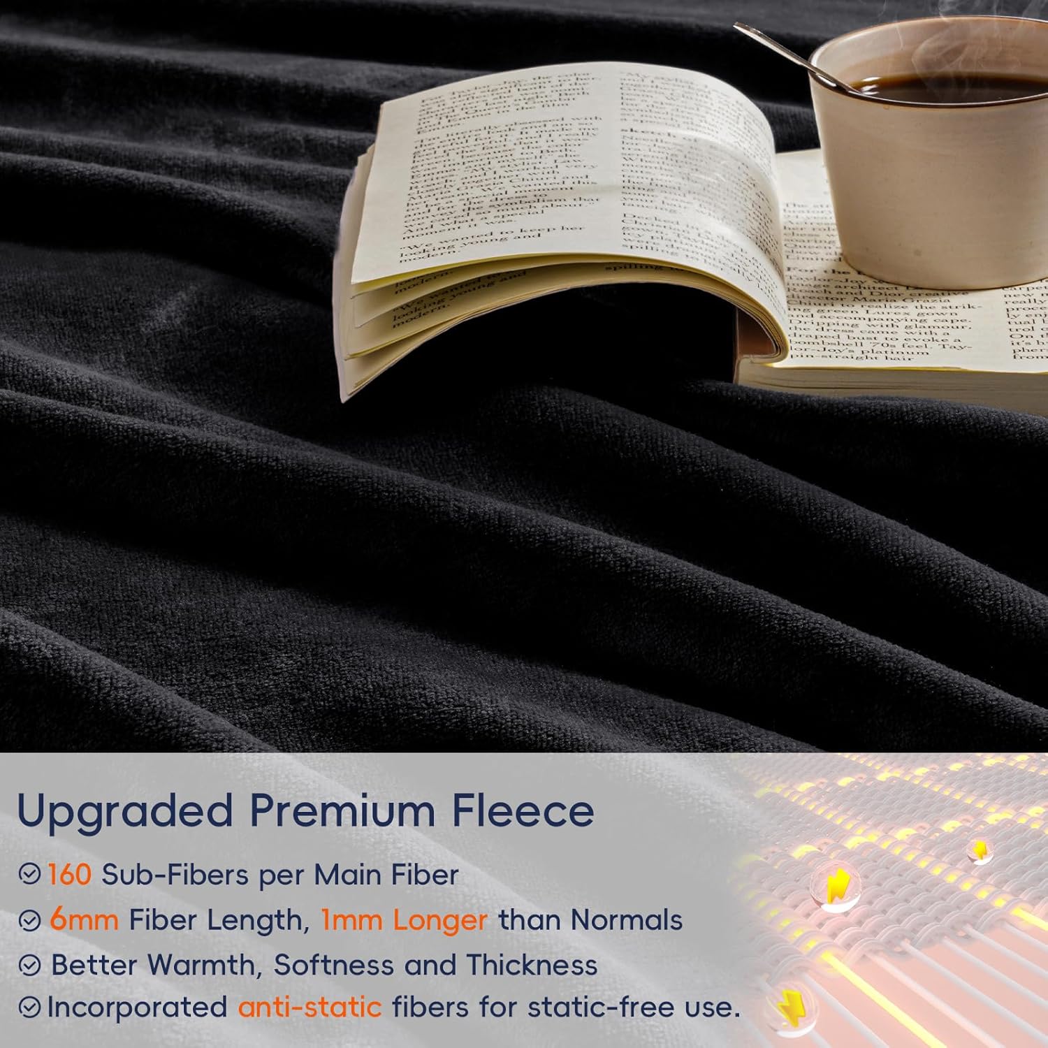 PHF Ultra Soft Fleece Blanket King Size, No Shed No Pilling Luxury Plush Cozy 300GSM Lightweight