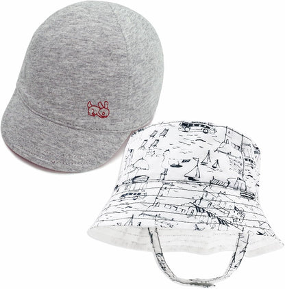 Keepersheep Baby Reversible Baseball Cap Infant Sun Hat, Cotton Knit Soft Brim for Infant Toddler, Summer Outdoor Unisex