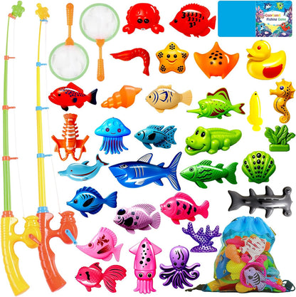 CozyBomB™ Magnetic Fishing Toys Game Set for Kids | Water Table Bathtub Kiddie Pool Party & Pole