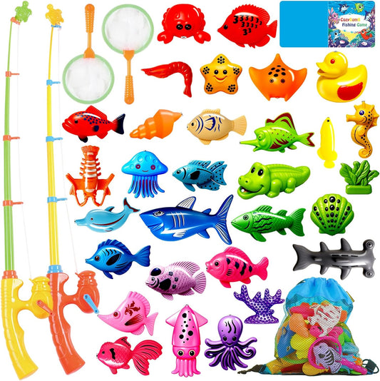 CozyBomB™ Magnetic Fishing Toys Game Set for Kids | Water Table Bathtub Kiddie Pool Party & Pole