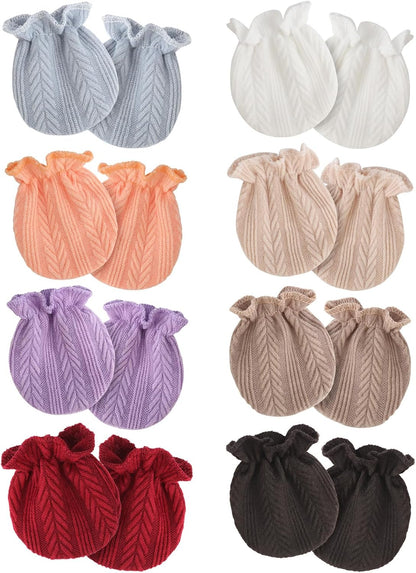 Newborn Baby Mittens No Scratch Cotton Elastic Wrist Gloves Infant Toddler Mittens for Baby Boy Girl 0-6 Months