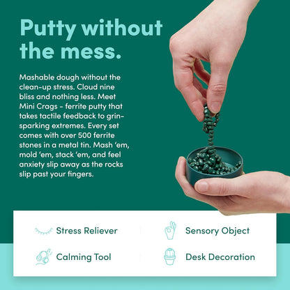 Speks Crags Ferrite Putty, Over 150 Ferrite Stones in a Metal Tin, Seriously Satisfying Fidget Toys for Adults and Desk Toys for Office, Matte Jade, Small