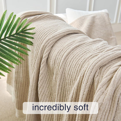 SeaRoomy Knit Throw Blanket,Super Soft Cozy Reversible Waffle Blanket,Warm Fluffy Fuzzy Plush