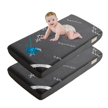 BEDLORE Waterproof Crib Mattress Protector 2 Pack, Ultra Soft Bamboo Viscose Crib Mattress Pad