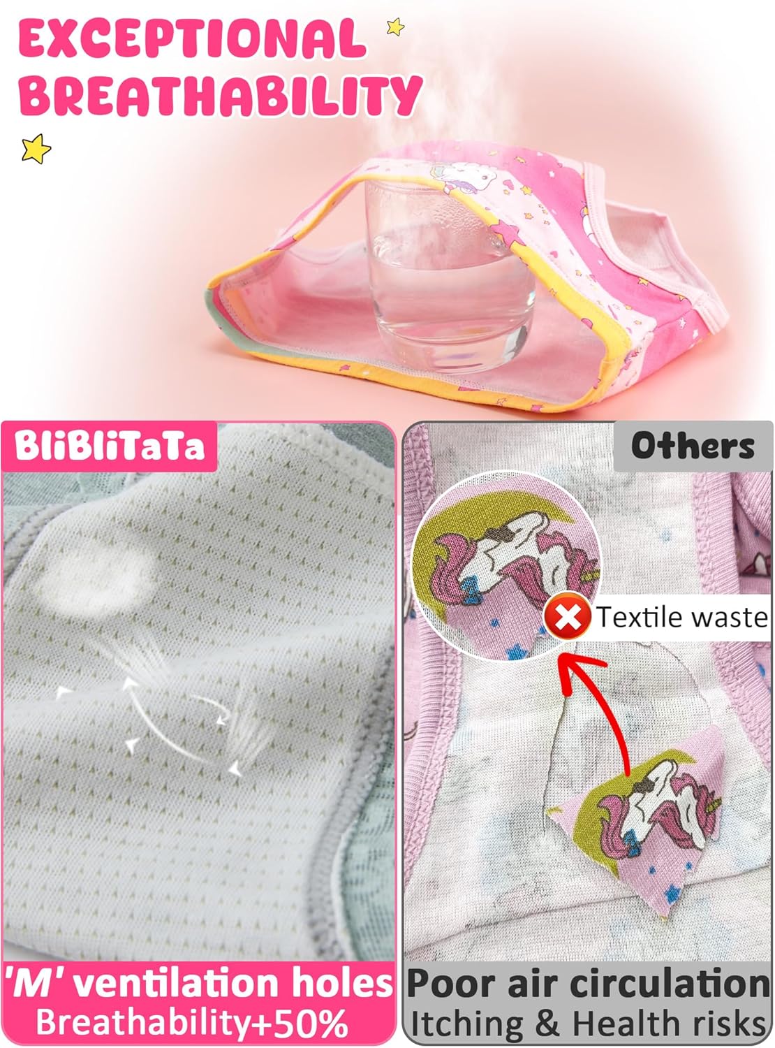 Girls' Underwear,Soft Cotton Tagless Panties for Toddlers' & Little Kids' Comfort,Breathable Briefs,8-Pack