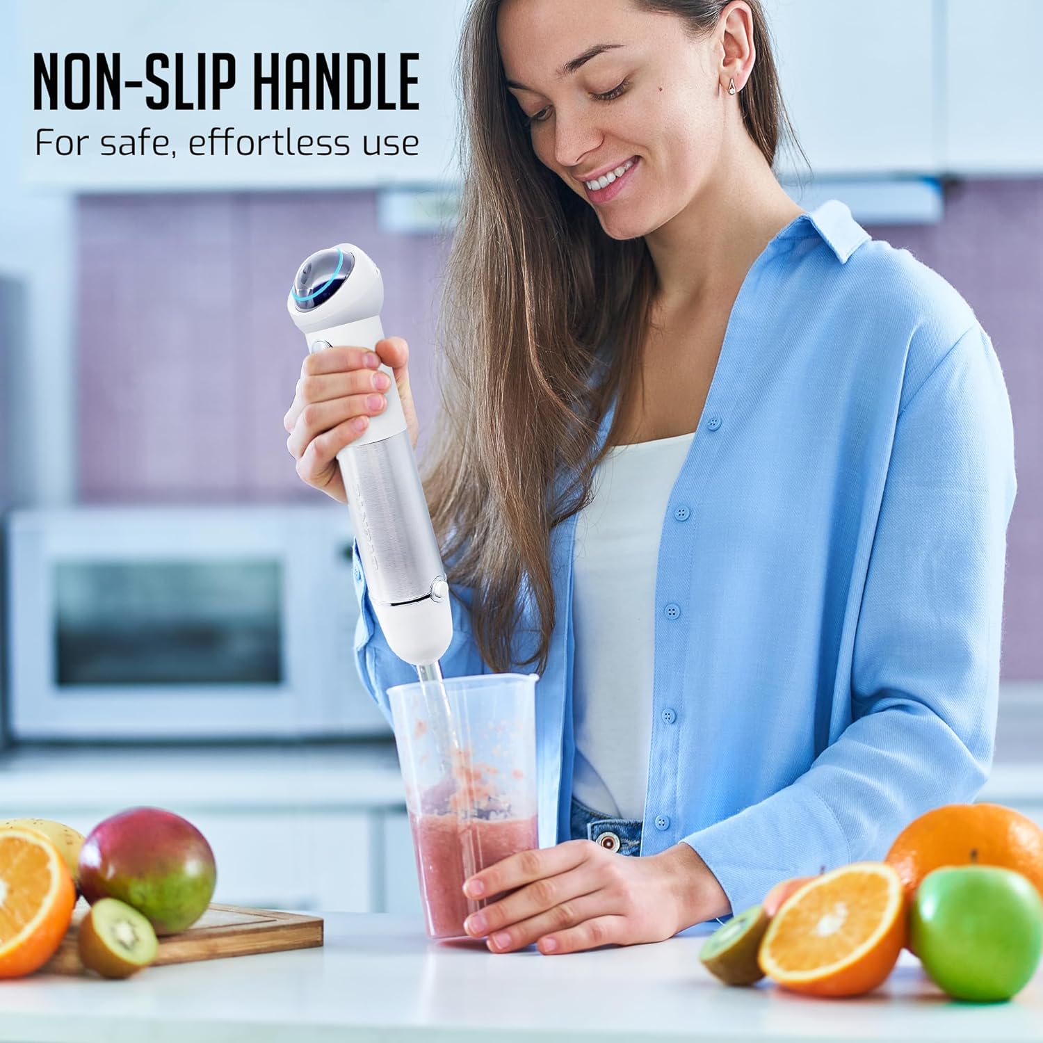 OVENTE Cordless Immersion Hand Blender, 300W Rechargeable Handheld Portable Stick Mixer with Speed