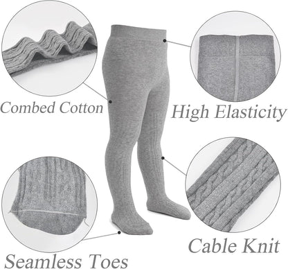 Mini angel Baby Tights Toddler Girl Tights Seamless Cable Knit Leggings Soft Cotton Stockings Pantyhose 3/4/5 Pack