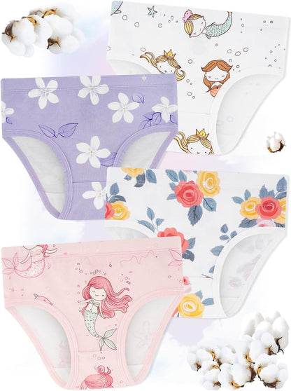 Girls' Underwear,Soft Cotton Tagless Panties for Toddlers' & Little Kids Comfort,Breathable Briefs,8-Pack