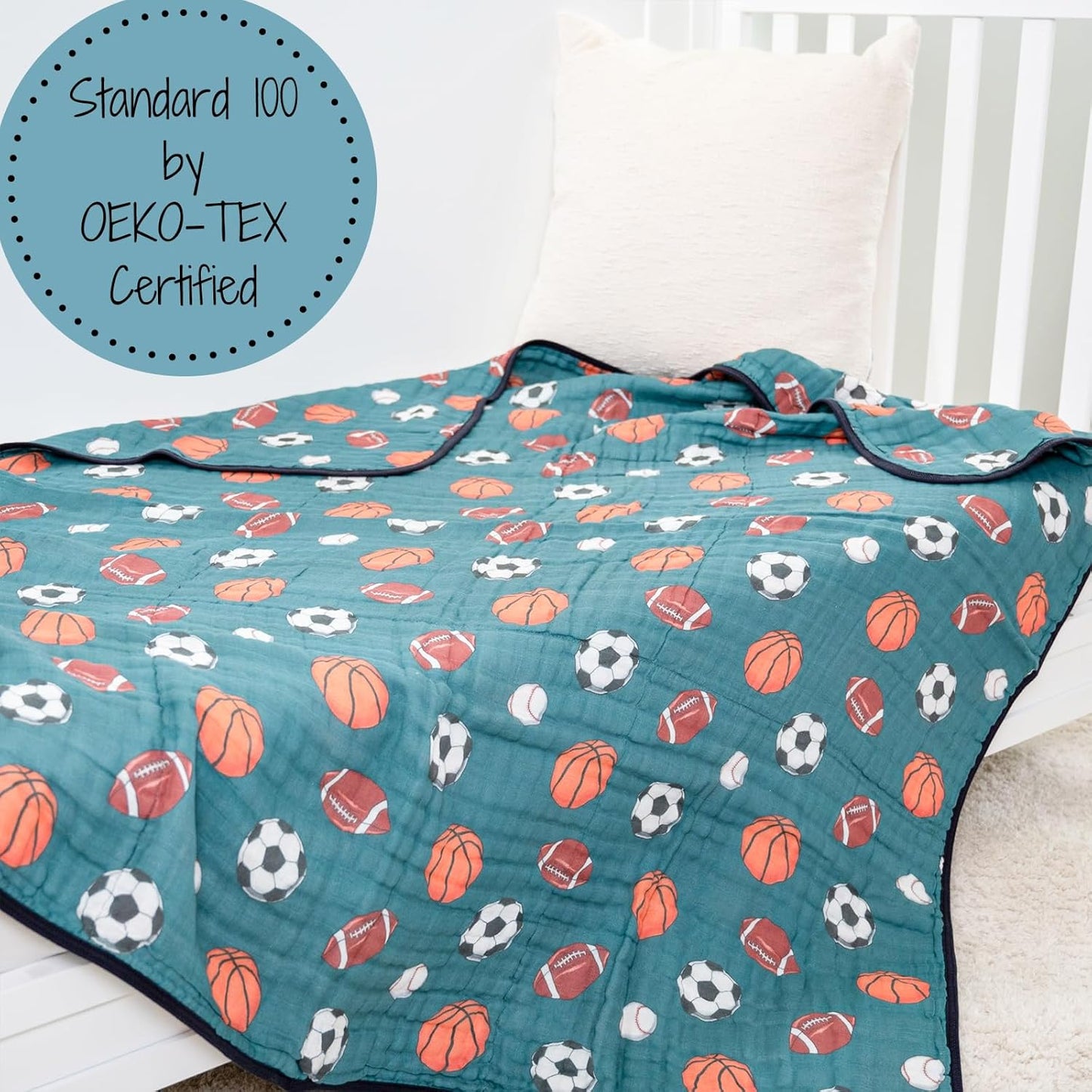 LollyBanks Muslin Baby Blanket 100% Organic Cotton, Muslin Quilt Lightweight, 6 Layers Baby