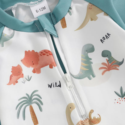 Hnyenmcko Baby/Toddler Boy Rash Guard Swimsuit Long Sleeve One Piece Zipper Swimwear Sunsuit Infant Bathing Suit Beachwear