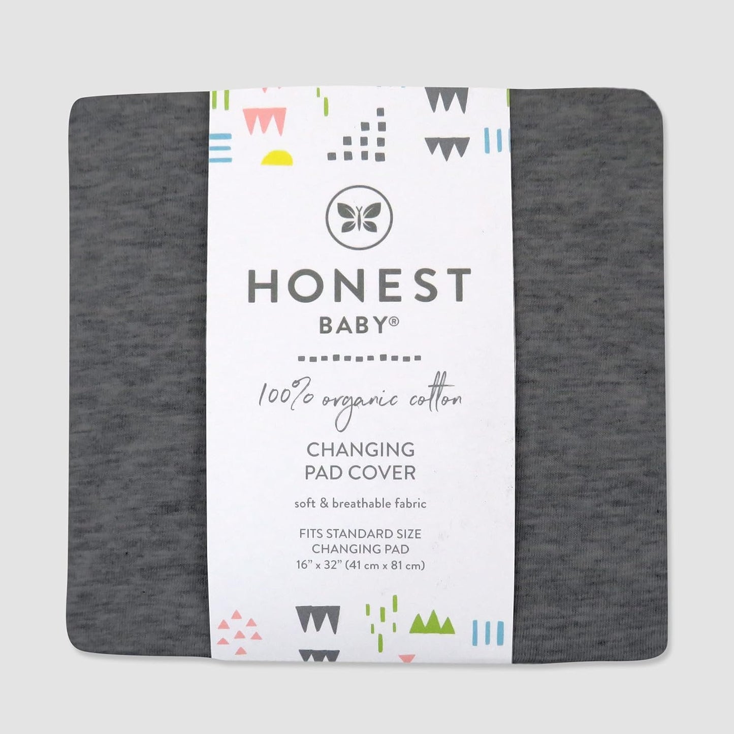 HonestBaby Boys Organic Cotton Changing Pad Cover, Gray Charcoal, One Size