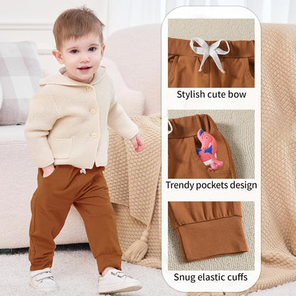 DREAM BUS Pack of 3 Toddler Jogger Pants with Pocket Toddler Boy Sweatpants Baby Boy Pants Infant Newborn Leggings