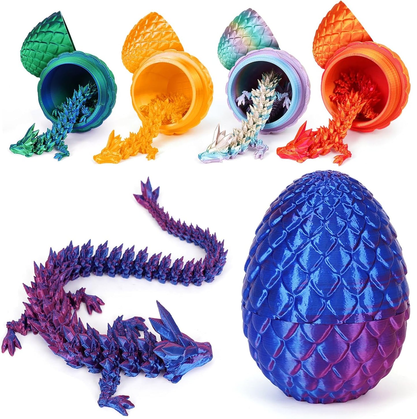 3D Printed Dragon Egg,Dragon Eggs with Dragon Inside,Crystal Dragon Fidget Toys,Full Articulated