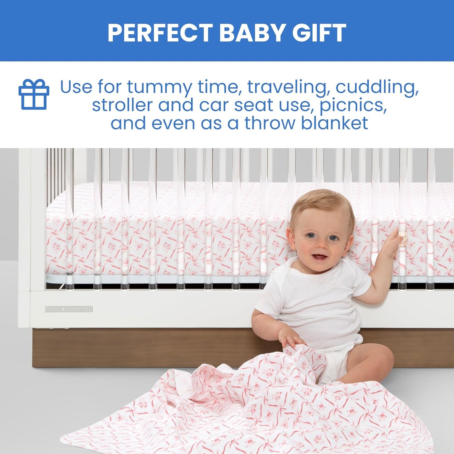 Delta Children 100% Cotton Flannel Baby Receiving Blankets for Girls and Boys – 30x30 Inches (Pack