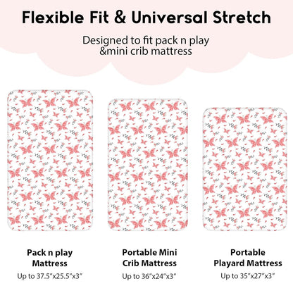 Yoofoss Pack and Play Sheets Fitted, Mini Crib Sheets 2-Pack for Pack N Play Mattress, Stretchy