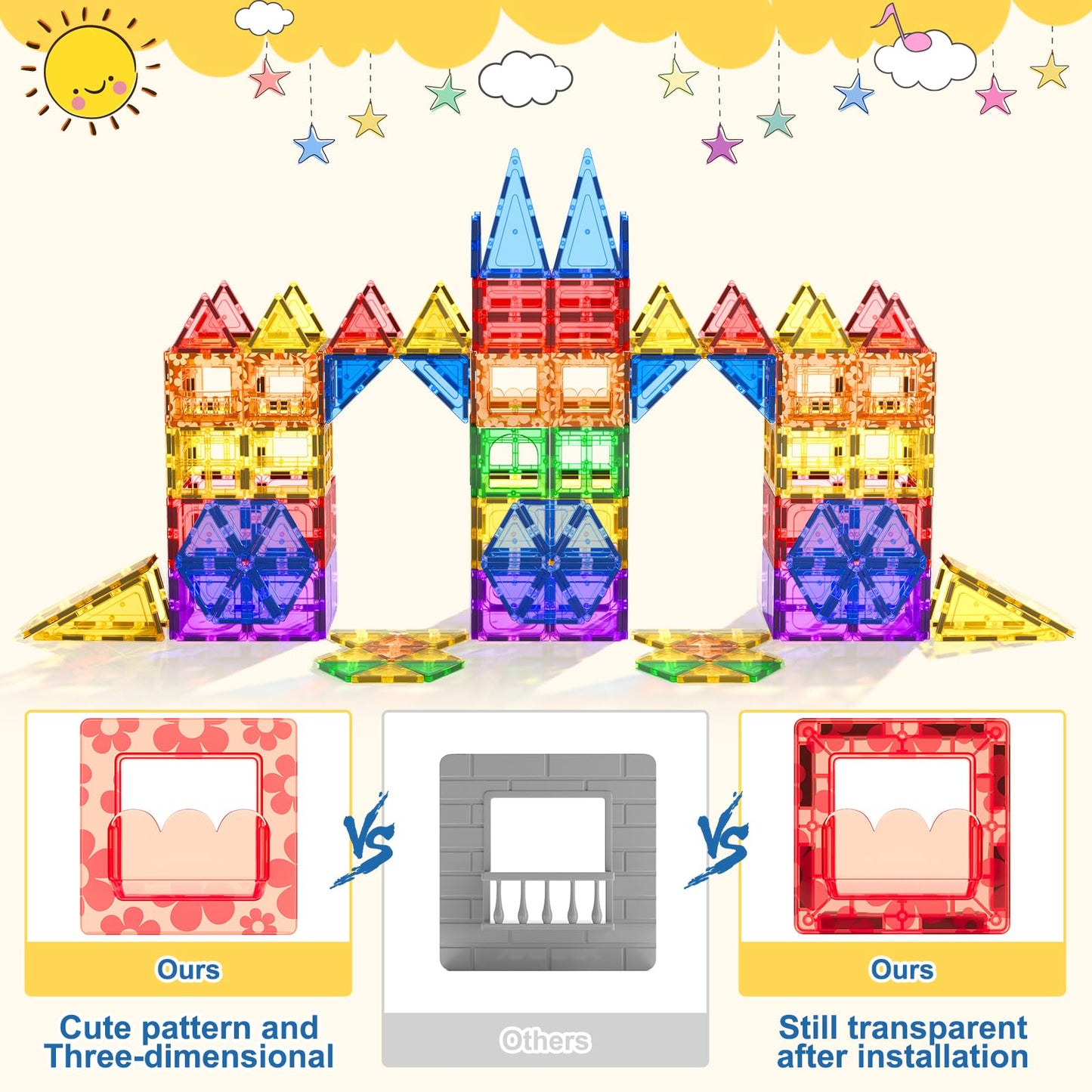 60 PCS Magnetic Building Tiles Kids Toys STEM Magnetic Blocks Sensory Toys