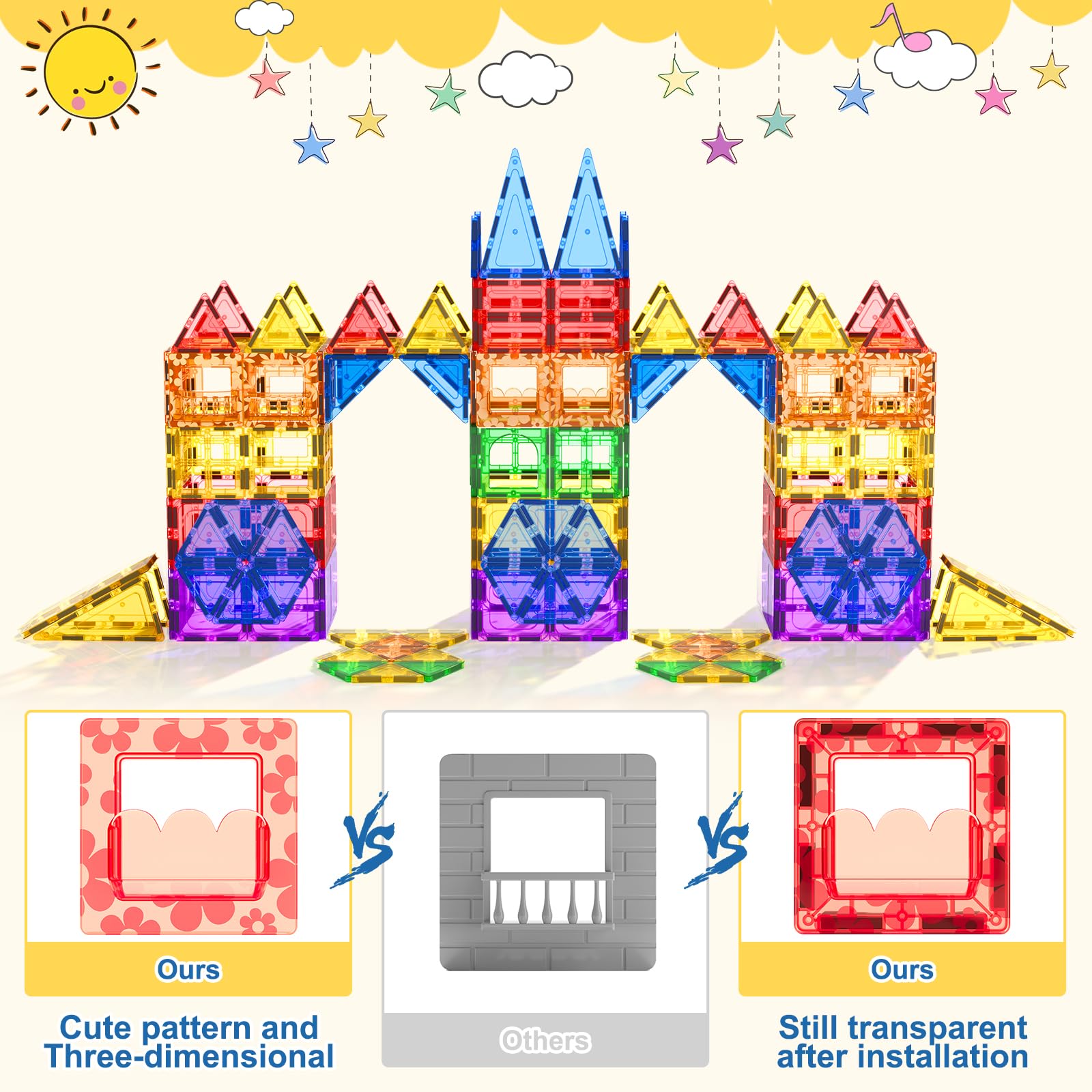 60 PCS Magnetic Building Tiles Kids Toys STEM Magnetic Blocks Sensory Toys