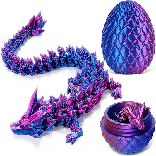3D Printed Dragon Egg Toys, Easter Egg Crystal Dinosaur Eggs Fidget Toys with Movable Joints for Kids Adults Gifts