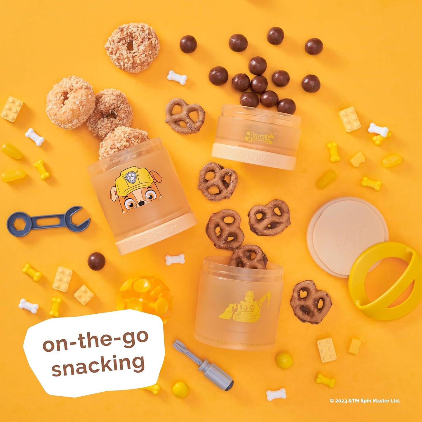 Whiskware Paw Patrol Stackable Snack Containers for Kids and Toddlers, 3 Stackable Snack Cups for