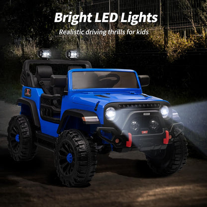 2 Seater Ride on Car Truck, 12V Kids Electric Ride on Toy for Big Kids Age 3-8 w/Remote Control- Blue