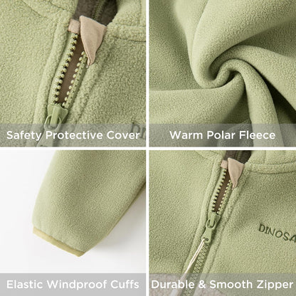 DAVE&BELLA Toddler Fleece Jacket, Baby Boys Girls Animal-shaped Hooded Zipper Long Sleeve Warm Spring Autumn Outerwear Coat