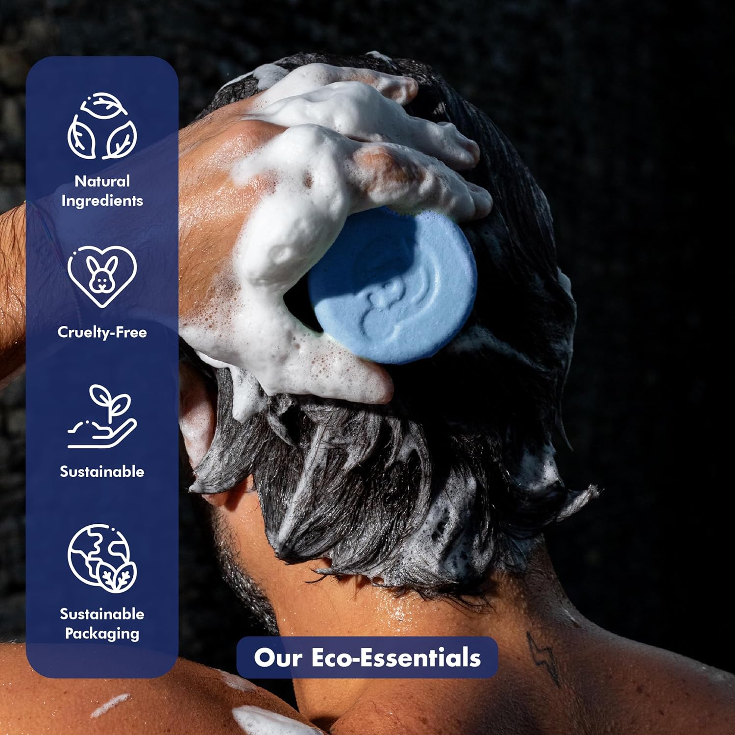 Argan Oil + Bamboo Extract 3-in-1 Shampoo Bar for Men - For Hair, Beard & Body - Deep Clean