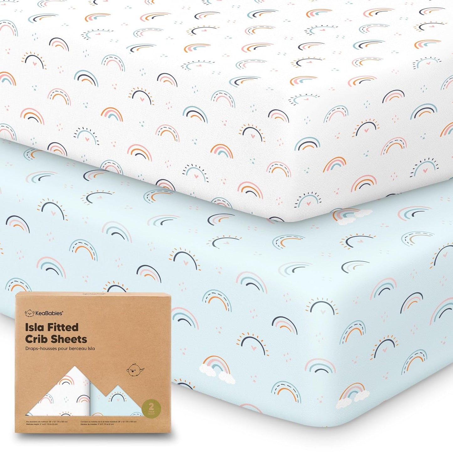 KeaBabies 2-Pack Baby Crib Sheets for Boys, Girls - 52x28 Viscose Derived from Bamboo Toddler Bed