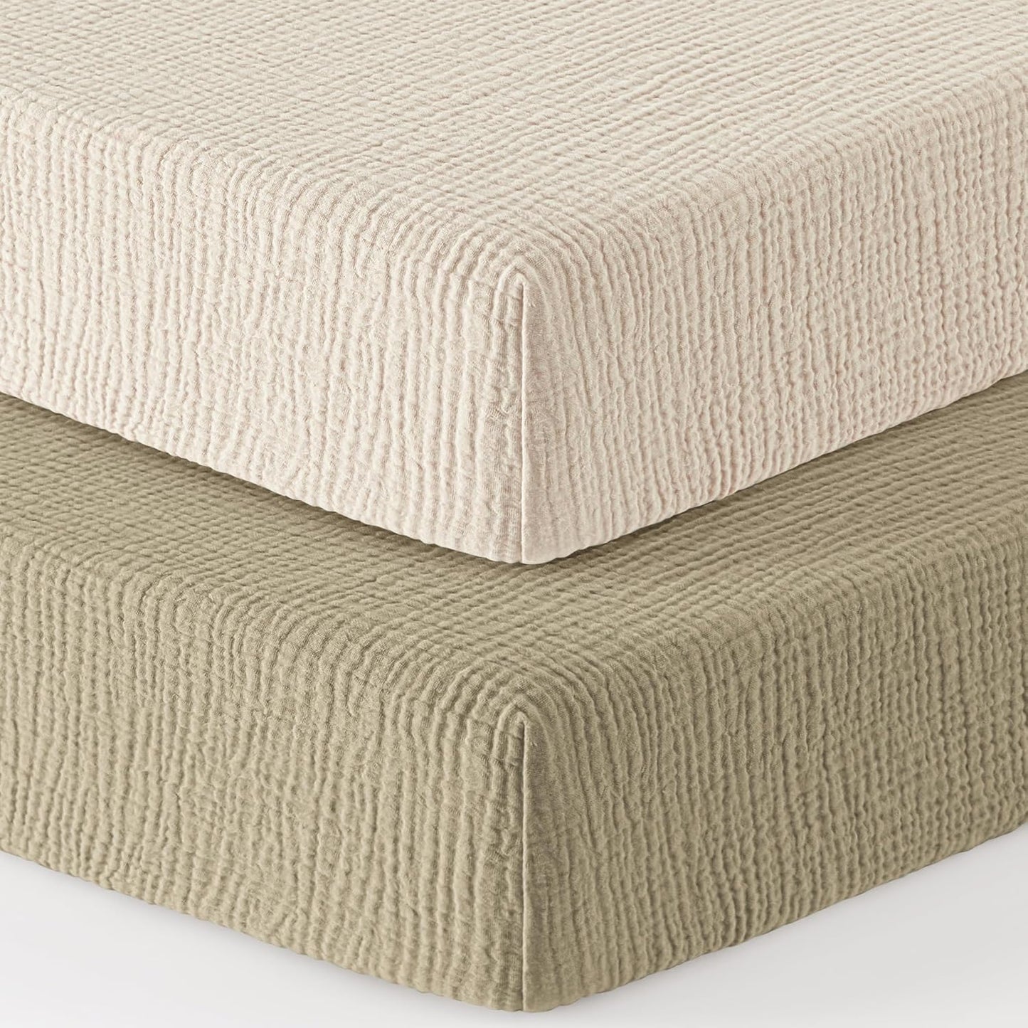 Bearmoss Muslin Mini Crib Sheets for Pack N Play Mattress - 100% Cotton - 38"x24" Soft Breathable