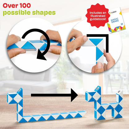 CUBIDI® Magic Snake Cube | Fidget Snake Toy for Kids | Travel Toys for Kids Ages 4-8 | Great Gift for Boys and Girls Birthday, Christmas, Stocking Stuffers - 24 Blocks | 0.9 inch x 0.7 inch | Pink