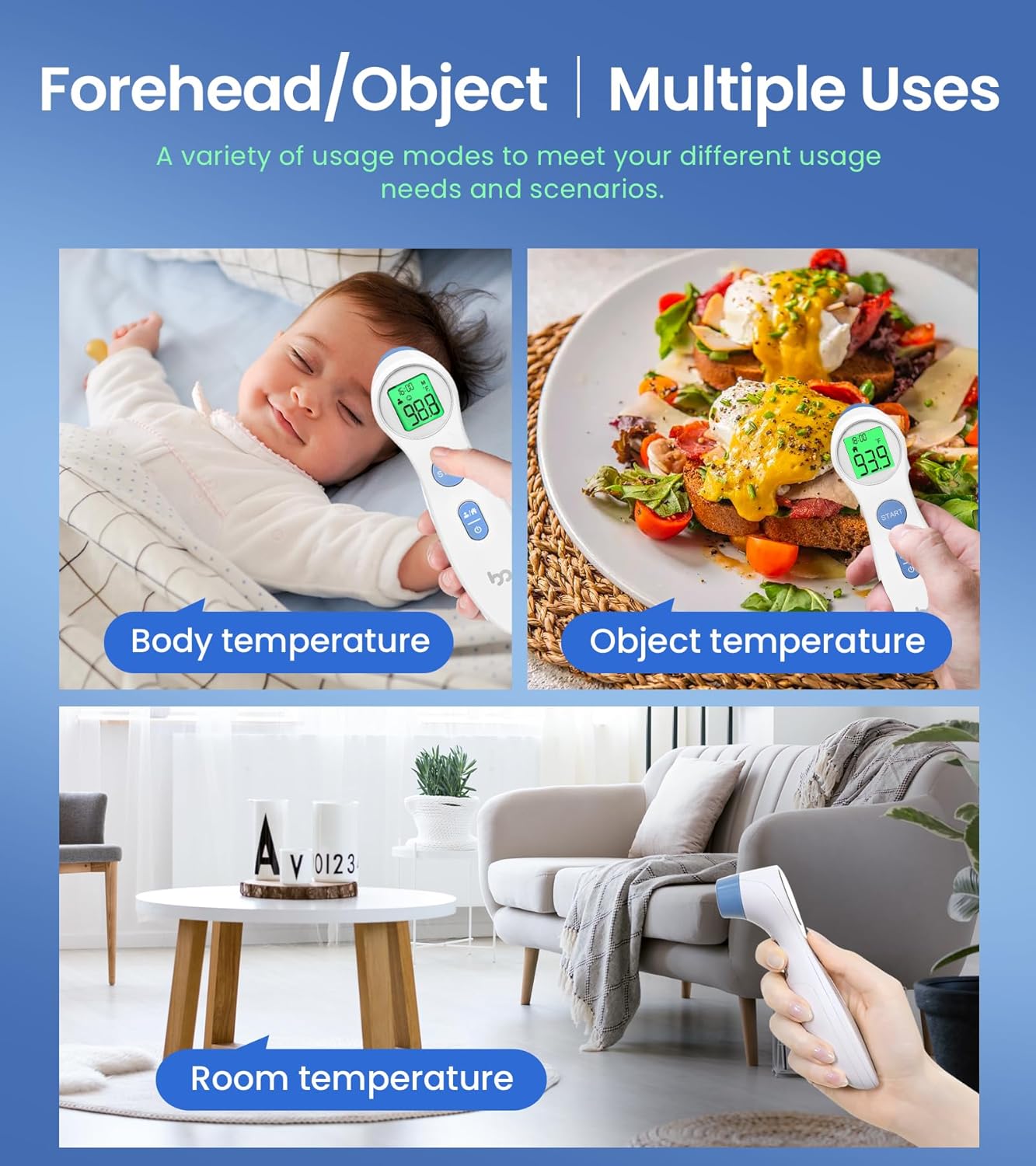 Forehead Thermometer for Adults and Kids, Digital Touchless Thermometer for Baby, Infants and