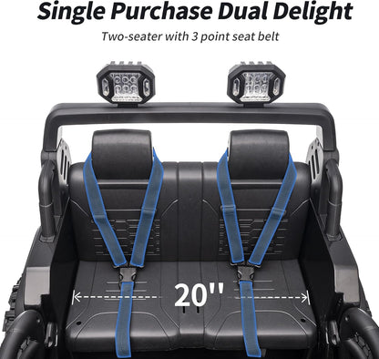 2 Seater Ride on Car Truck, 12V Kids Electric Ride on Toy for Big Kids Age 3-8 w/Remote Control- Black