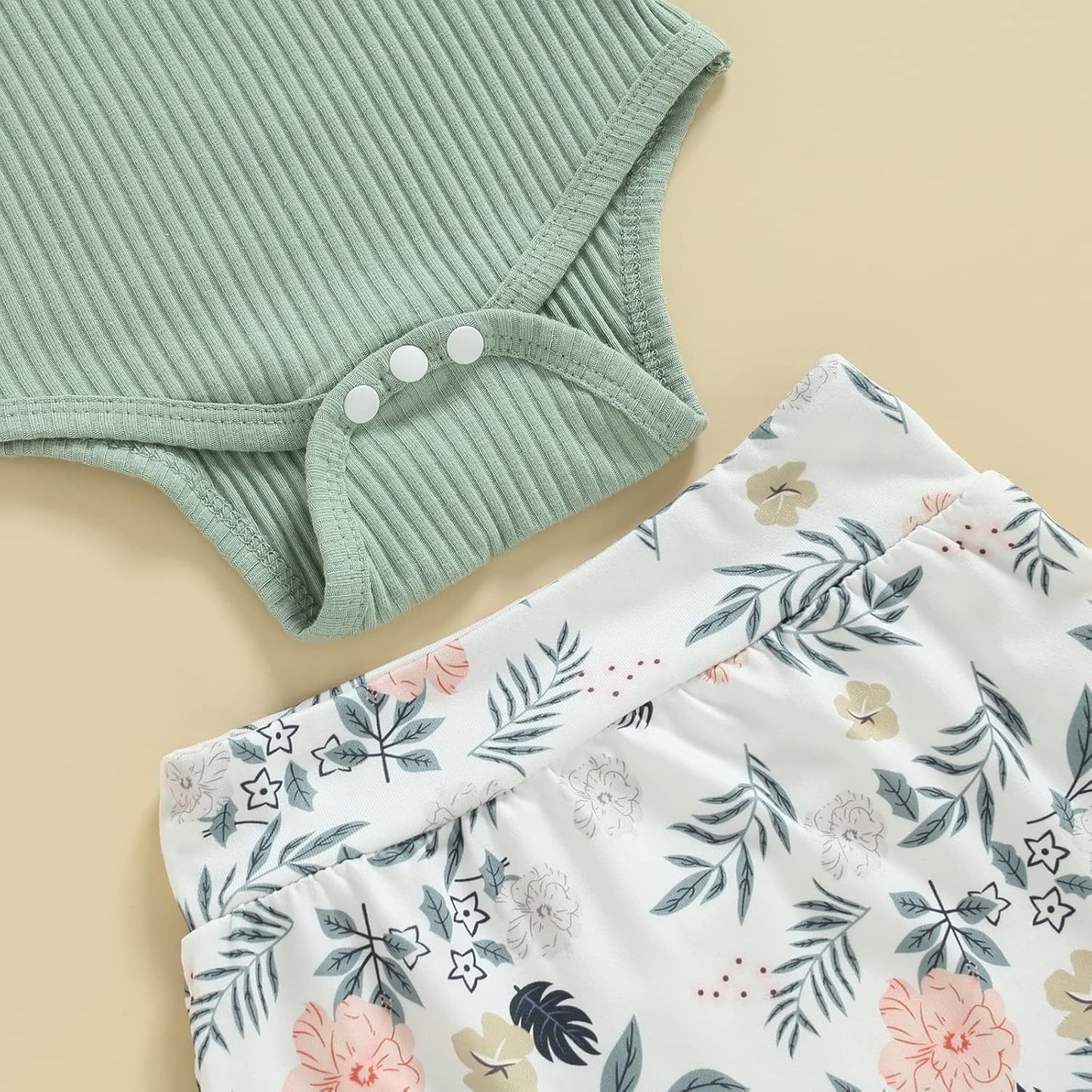 fhutpw Baby Girl Clothes Summer Cute Outfits 3 6 12 18 Months Spaghetti Strap Romper & Floarl Shorts Sets