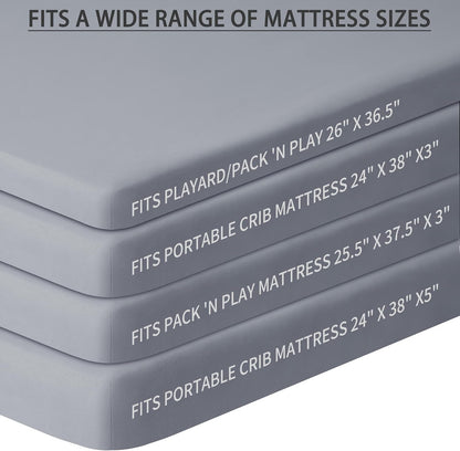 Pack and Play Sheets Fitted, 2 Pack Pack n Play Sheets for Graco Pack n Play Mattress, Unisex