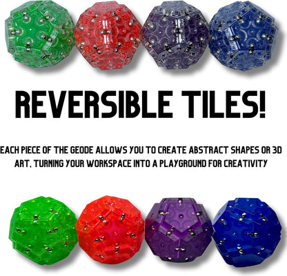 Four Brothers Geode Magnetic Fidget Sphere Set | Mesmerizing 12-Piece Pentagon Design in Red | Fun Desk Gadgets and Quiet ADHD Toys Idea!