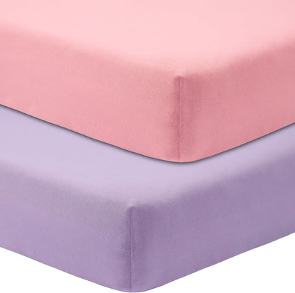 Crib Sheets for Boys Girls,100% Cotton Fitted Crib Sheet 2 Pack for Standard Crib and Toddler