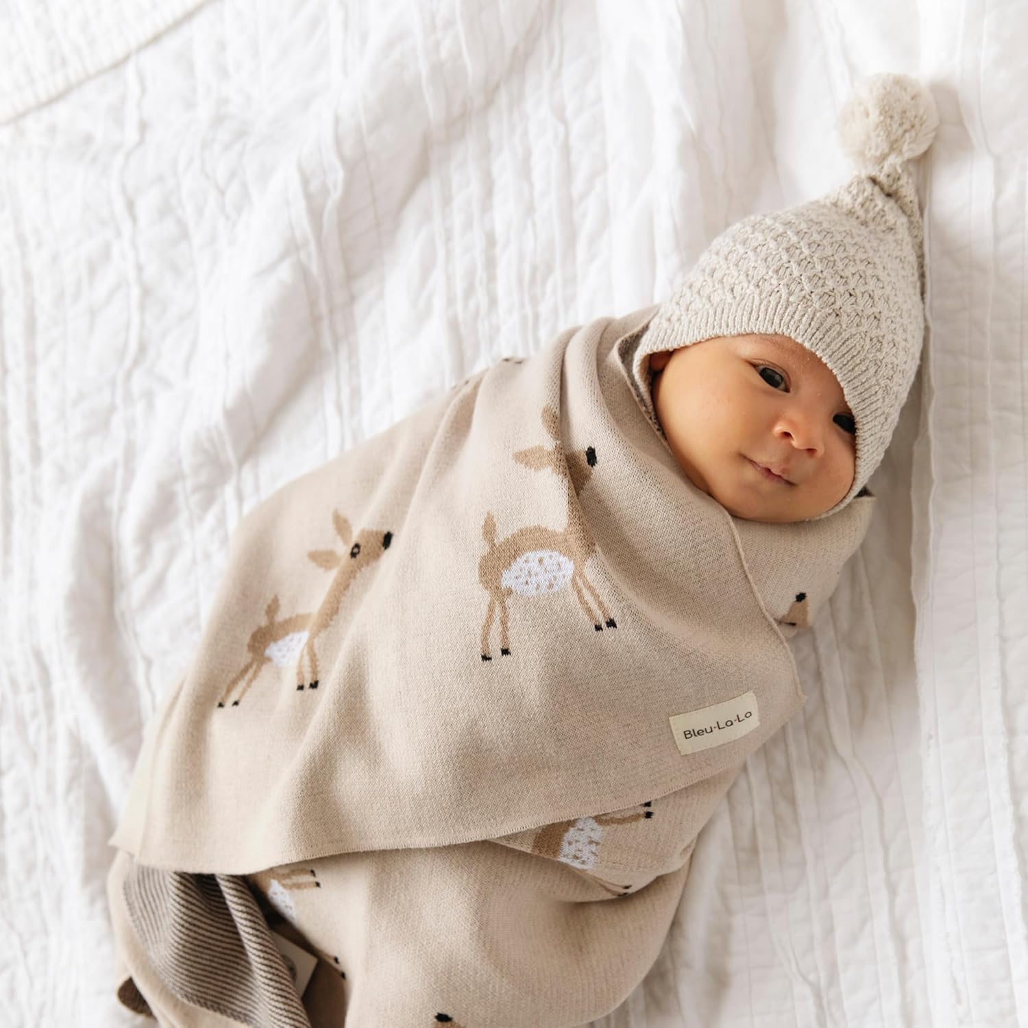 Knit Baby Swaddle Blanket - 100% Cotton Soft Cozy Receiving Swaddling Crib Stroller Quilt Blanket