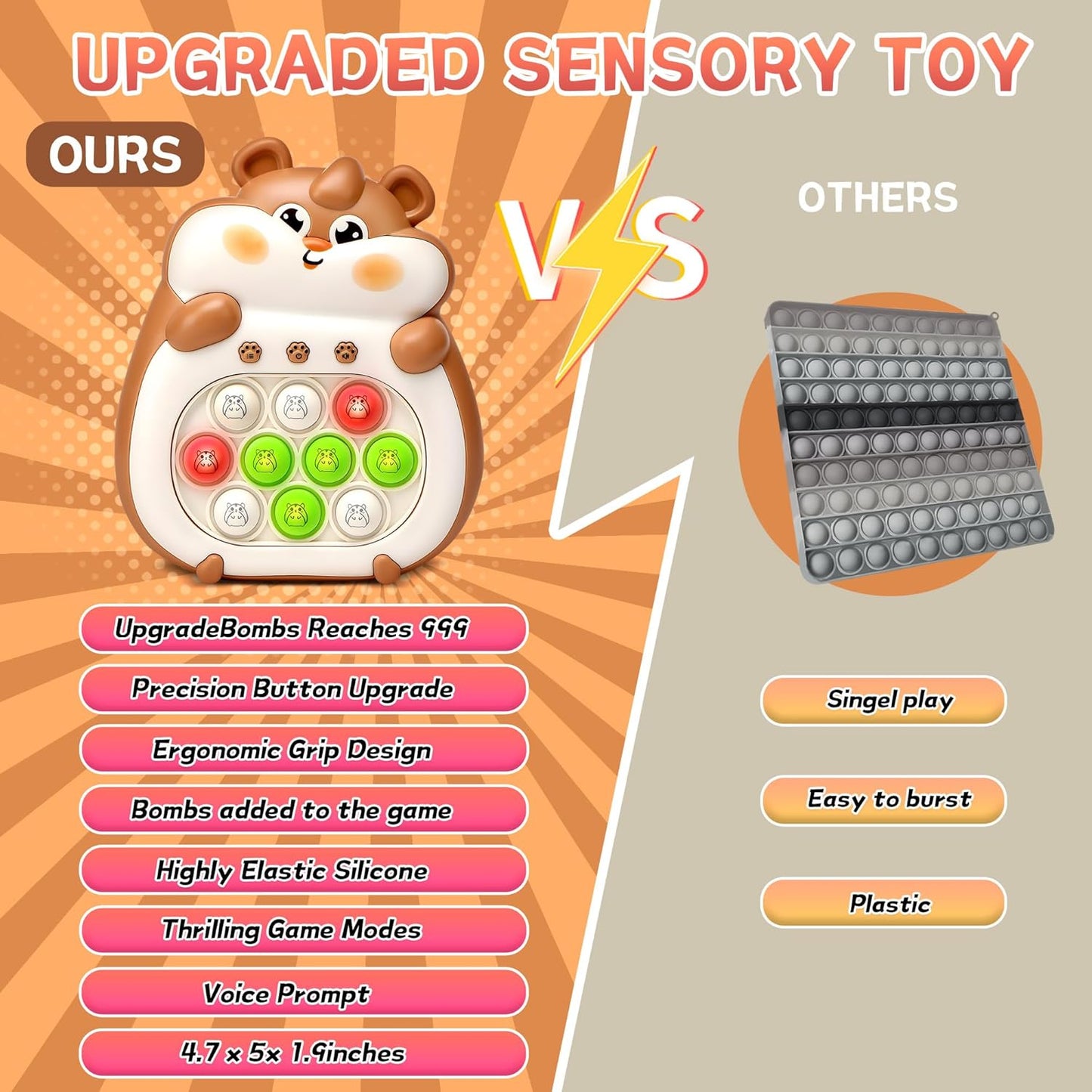 Quick Push Game Console Series Toys for Kids, Interesting Push Bubble Fidget Stress Relief Toys, Anti-Stress Toys for Boys and Girls Aged 3+