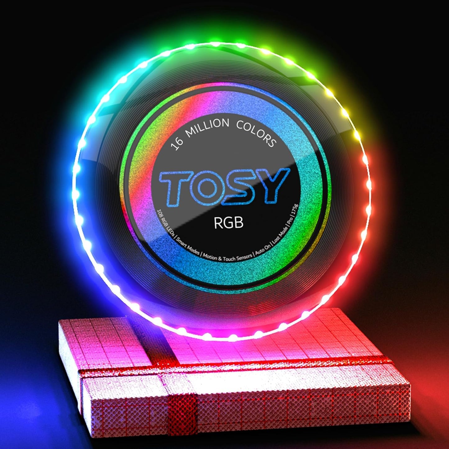 TOSY Flying Disc - 16 Million Colors RGB or 36 LEDs, Extremely Bright, Smart Modes, Camping Essentials for Teens/Kids/Adults/Men/Boys/Girls, Auto Light Up, Rechargeable, Waterproof, 175g