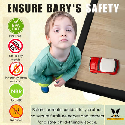 Table Edge Protector for Baby Proofing (18ft Edge+8 Corners) Baby Proof Corners and Edges Guard, Soft NBR Rubber Foam 3M Adhesive, Furniture Corner & Edge Safety Bumpers for Table & Fireplace-Black
