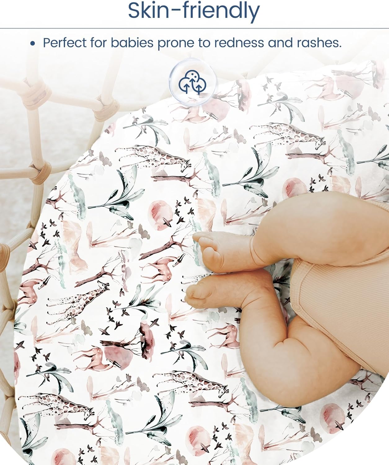 Pack and Play Sheets Fitted, Ultra Soft Mini Crib Sheets Girl, Pink Pack N Play Mattress Sheets Hypoallergenic and Soothing, Premium Jersey Playard Sheets, Safari Sea Animals, 2 Pack