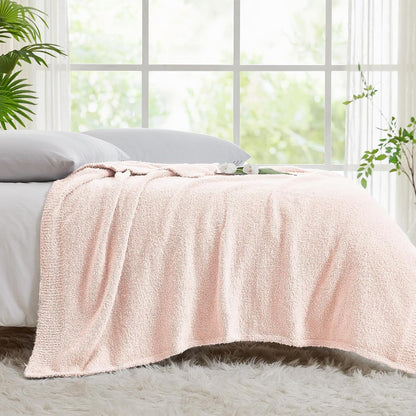 CYMULA Pink Soft Throw Blanket Twin Size Pink 60x80 inches - Lightweight Plush Fuzzy Fluffy Warm