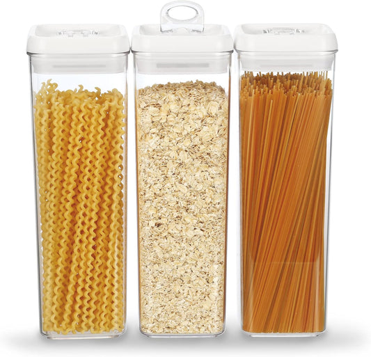Felli Flip Tite TALL Storage Container with Lid 4" Air Tight Easy Open Ring Top, Clear Acrylic